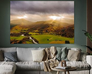 Vue sur la vallée de la rivière Tummel dans les Highlands écossais. sur Sjoerd van der Wal Photographie