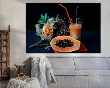 Sinaasappel papaya limoen smoothie met yoghurt. van Babetts Bildergalerie