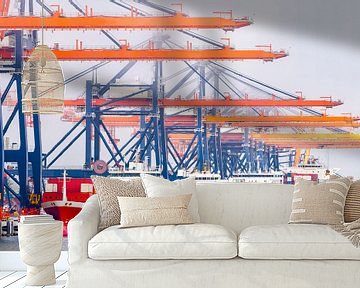 Containerschiffe im Hafen von Rotterdam am Terminal von Sjoerd van der Wal Fotografie