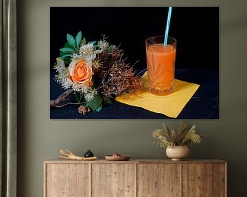Orangen-Papaya-Bananen-Smoothie im Glas. von Babetts Bildergalerie