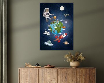 All around the earth. Illustratie in cartoon stijl. van Galerie Ringoot