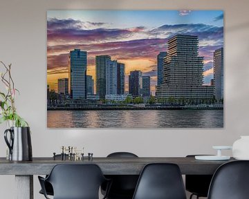 Skyline Rotterdam Sunset van Leon Okkenburg