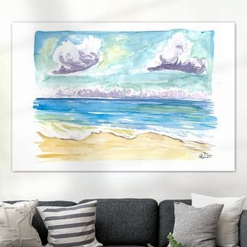 Plage Vagues déferlantes avec embruns dans la baie