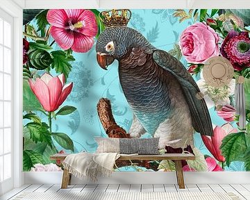 Parrot king in flower paradise by Andrea Haase