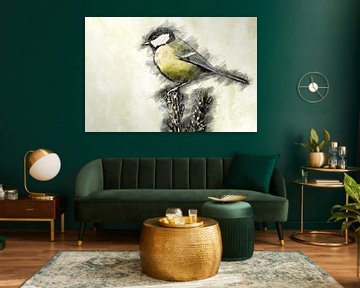 Great Tit (drawing) by Art by Jeronimo