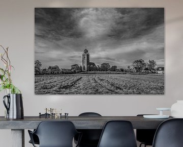 Vue du village frison de Deinum en noir et blanc sur Harrie Muis