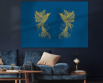 Golden Phoenix Tweeling Blauw van Sebastian Grafmann