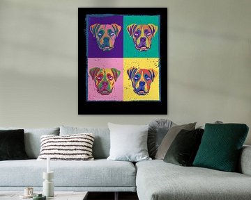 Vier verschillend gekleurde geverfde bulldoggen van LuCreator