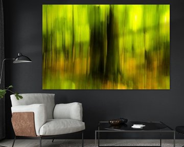 Abstract trees in spring in forest blurring with blur by Dieter Walther