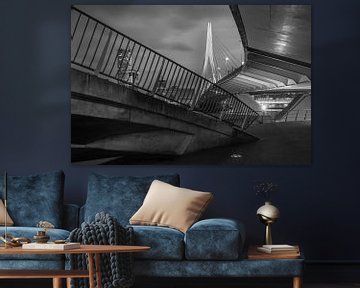 De architectonische Erasmusbrug in Rotterdam in zwart/wit van MS Fotografie | Marc van der Stelt