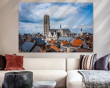 Een panoramazicht op de stad Mechelen. van Simon Peeters