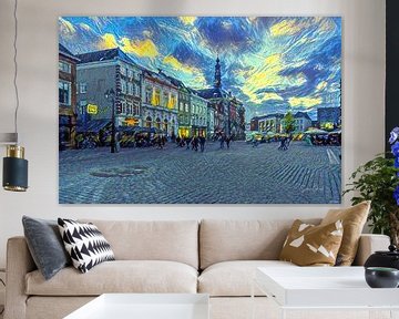 Markt van Den Bosch in de stijl van Van Gogh