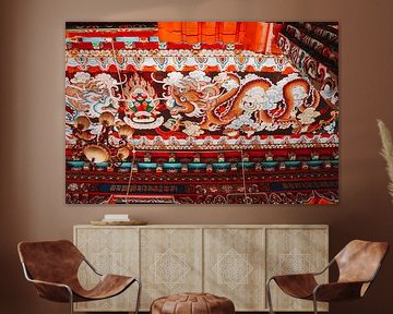 Tibetaanse muurschildering in klooster met draak van Your Travel Reporter