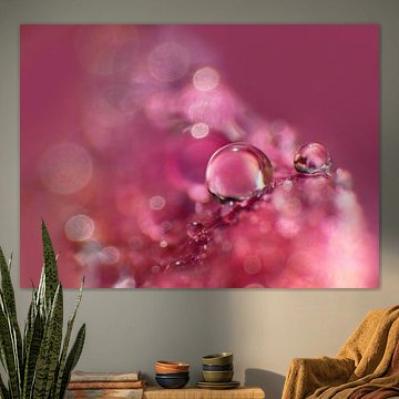 Violet Drops (Druppels in violet met bokeh) van Caroline Lichthart