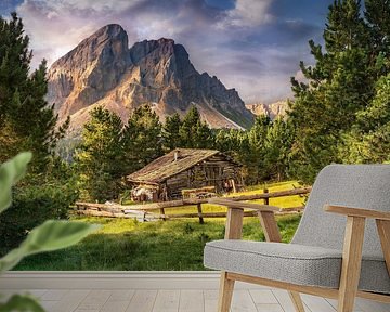 Alpine hut in the Alps in the Dolomites in Tyrol. by Voss photography