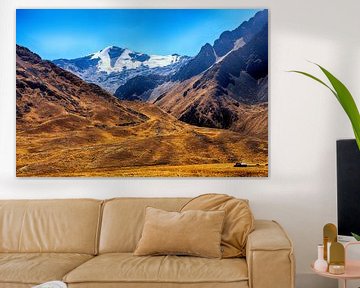 Andes gebergte vanaf Puno Les Desea Feliz Viaje High Pass van Yvonne Smits