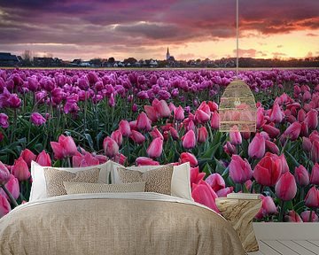 Texel Den Hoorn met tulpenveld van John Leeninga
