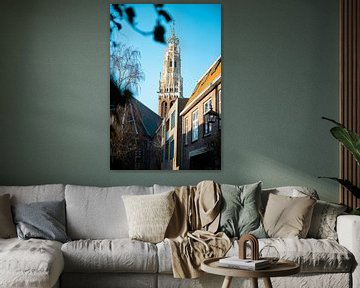 Uitzicht op Bakenesserkerk in Haarlem van Karin Bakker