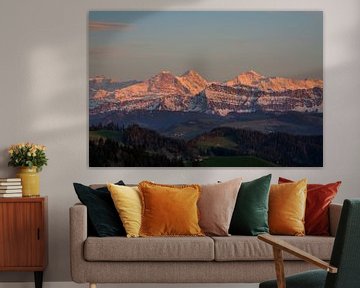 Eiger Mönch und Jungfrau mit Alpenglühen beim Sonnenuntergang von Martin Steiner