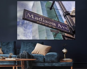 Bord met straatnaam van Madison avenue in New York City, Verenigde staten van Amerika