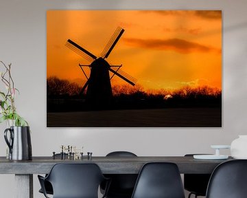 Sunset windmill Oude Wetering the Netherlands