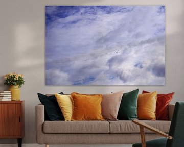 Vliegtuig in de bewolkte lucht van Babetts Bildergalerie