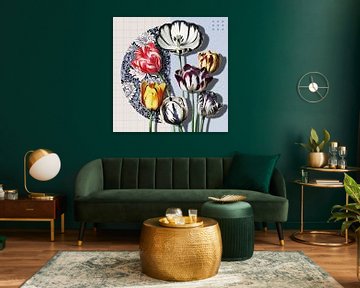 Collage 3D avec des tulipes sur Marja van den Hurk