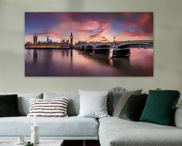 London mit Westminster Bridge und Big Ben zum Sonnenuntergang von Voss Fine Art Fotografie