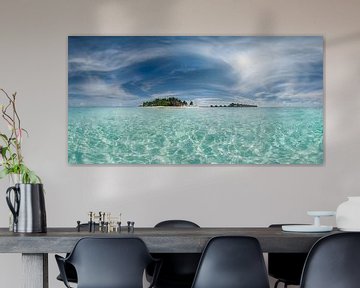 Eiland in de Malediven met strand en turquoise water van Voss Fine Art Fotografie