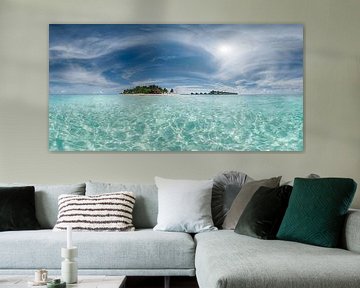 Insel auf den Malediven mit Strand und türkis farbenem Wasser von Voss Fine Art Fotografie