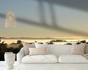 Sonnenaufgang und Nebelschwaden über Vilmnitz, Putbus, Rügen