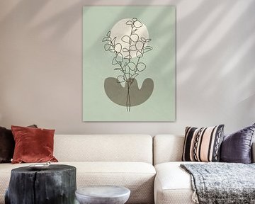 Paysage minimaliste avec un eucalyptus et un soleil sur Tanja Udelhofen