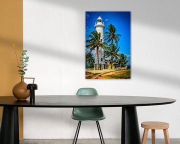 Leuchtturm in Galle Sri Lanka mit Palmen von Dieter Walther