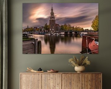 Zonsondergang bij de Montelbaanstoren Amsterdam van Marco Rutten