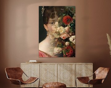 Portret van Hortense de Beauharnais, met bloemstilleven. van StudioMaria.nl