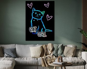 Kat Meisje katten moeder indon op zwart van KalliDesignShop