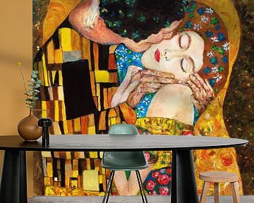 De Kus,   Geïnspireerd door Gustav Klimt (1) van Ineke de Rijk