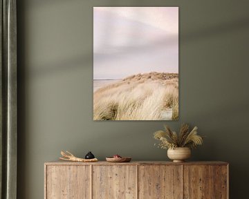 De duinen van Ameland | Kleurrijke pastel strand fotografie van Raisa Zwart
