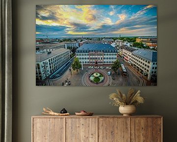 Vue panoramique en plongée de la ville de Darmstadt.