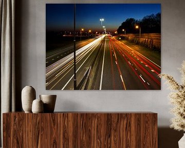 Highway at night by Tadeusz Stolte