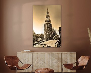 Inner city of Amsterdam Netherlands Sepia