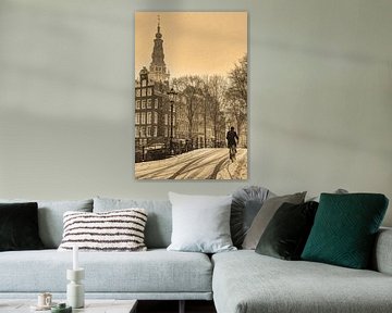 Zuiderkerk Sepia Amsterdam Winter van Hendrik-Jan Kornelis