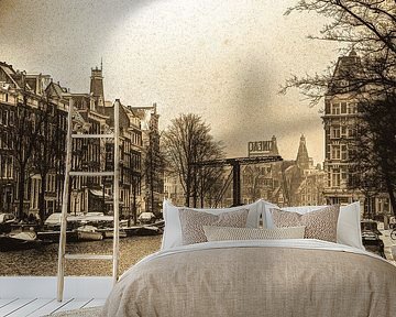 Binnenstad van Amsterdam in de Winter Sepia