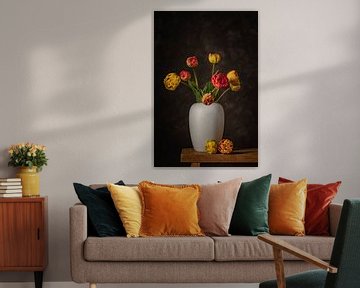 Tulips on vase by Peter Abbes