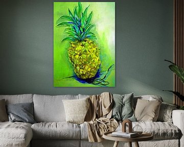 Ananas in Popart stijl (1) van Ineke de Rijk