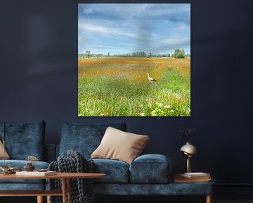 Cigogne dans un paysage pittoresque par Van Gogh sur Jacques Jullens