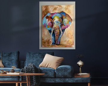 Éléphant coloré sur Charlotte Langenberg