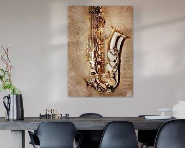 Saxofoon muziek kunst #sax #saxofoon van JBJart Justyna Jaszke