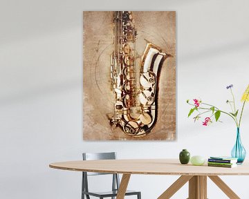 Saxofoon muziek kunst #sax #saxofoon van JBJart Justyna Jaszke