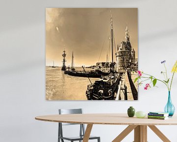 Hoorn Hafen Nord-Holland Niederlande Sepia von Hendrik-Jan Kornelis